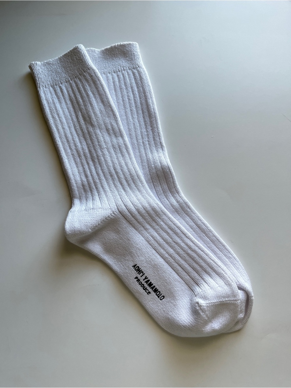 Yohji Yamamoto White Ribbed Crew Socks